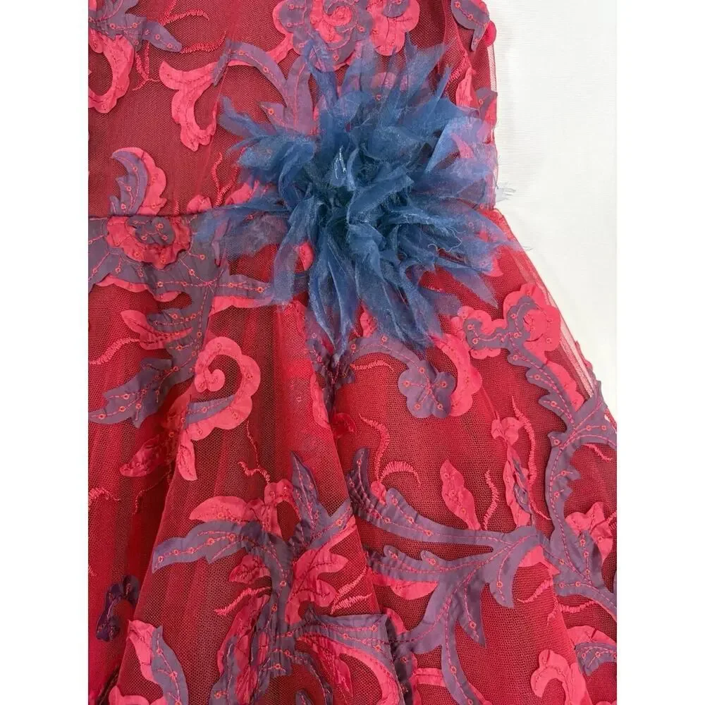Zoe LTD Girls Formal Party Dress Ava Masquerade 3D Swirl Wine and Navy Size 5